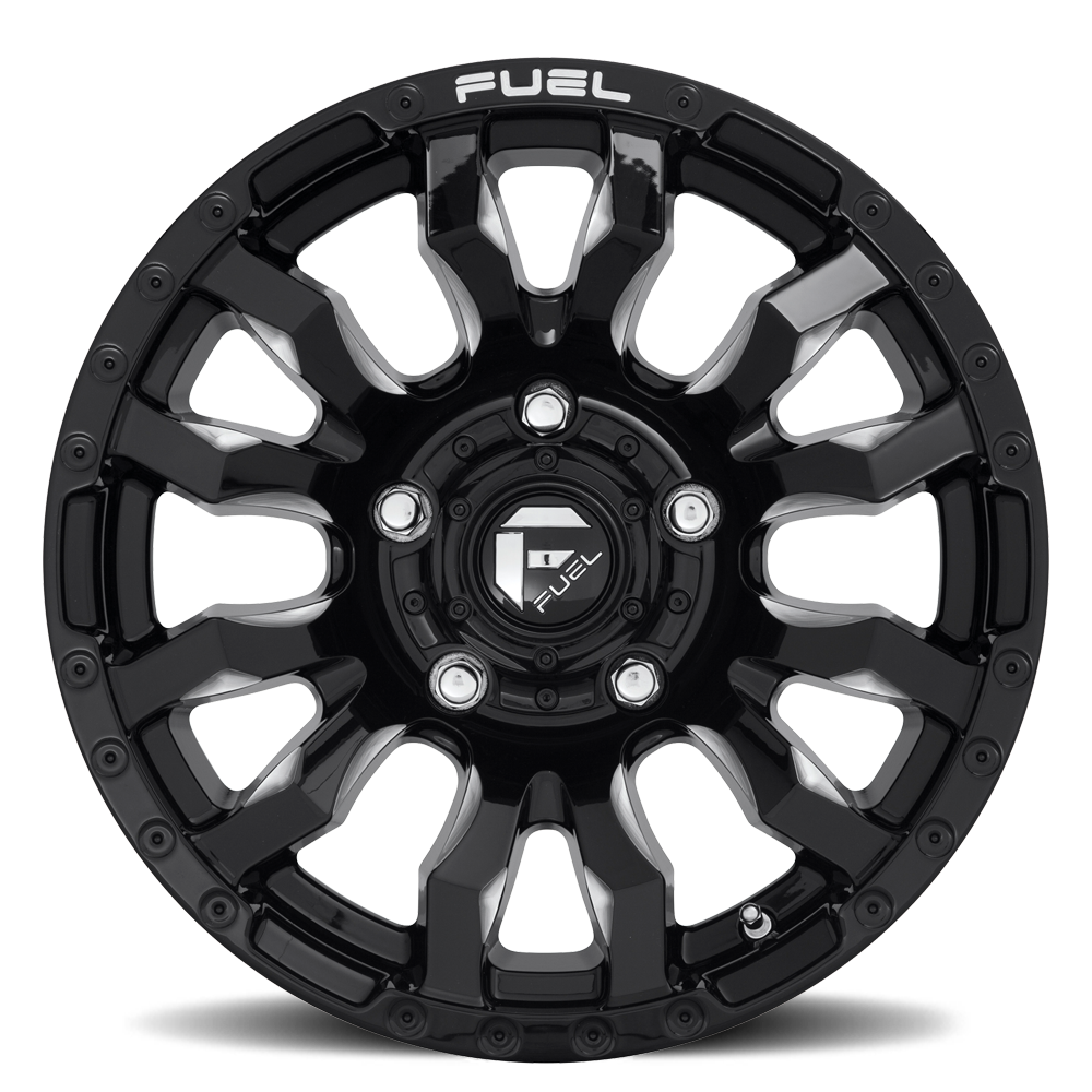 Aluminum Wheels 20X10 Blitz D673 5 On 139.7 Gloss Black Milled 78.1 Bore -18 Offset Multi Spoke Fuel Off Road Wheels