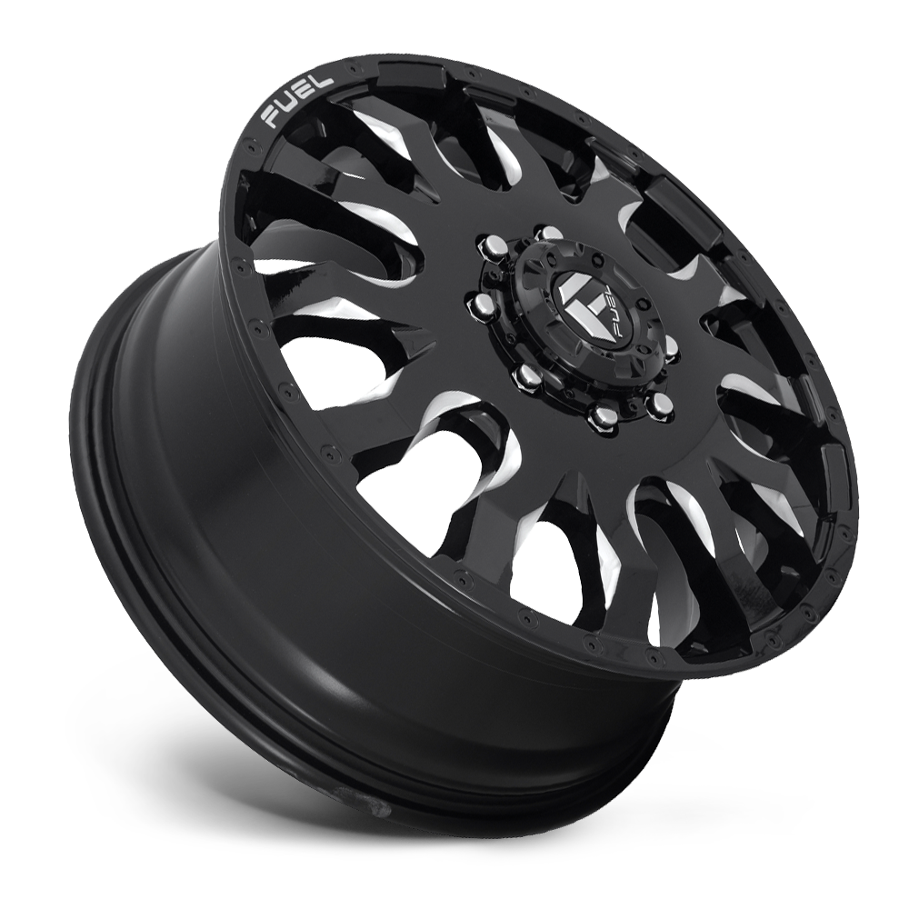 Dually Wheels 20X8.25 Blitz Dually D673 8 On 200 Gloss Black Milled 142 Bore 105 Offset Multi Spoke Front Dually Fuel Off Road Wheels