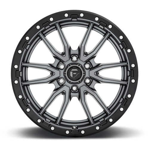 Aluminum Wheels 22X10 Rebel D680 6 On 139.7 Matte Gunmetal Gray Black Bead Ring 106.1 Bore -13 Offset Fuel Off Road Wheels