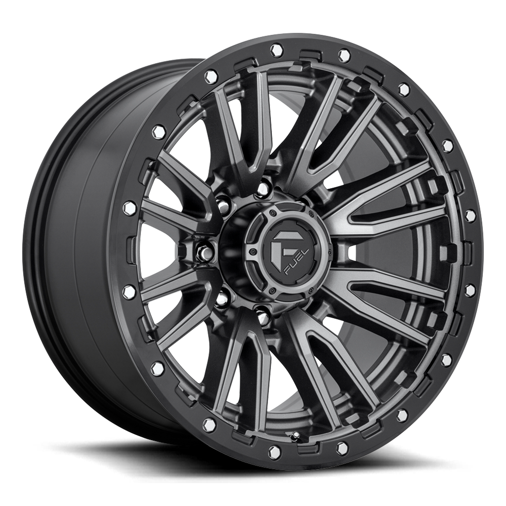 Aluminum Wheels 22X12 Rebel D680 8 On 170 Matte Gunmetal Gray Black Bead Ring 125.1 Bore -44 Offset Fuel Off Road Wheels