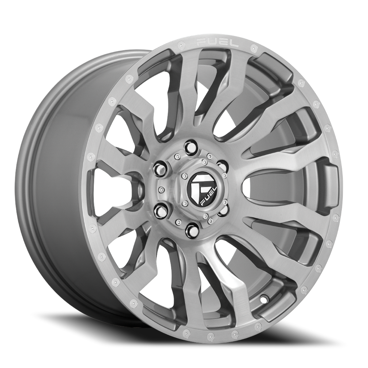 Aluminum Wheels 20X9 Blitz D693 8 On 180 Brushed Gunmetal Gray Tinted Clear 124.2 Bore 20 Offset Multi Spoke Fuel Off Road Wheels