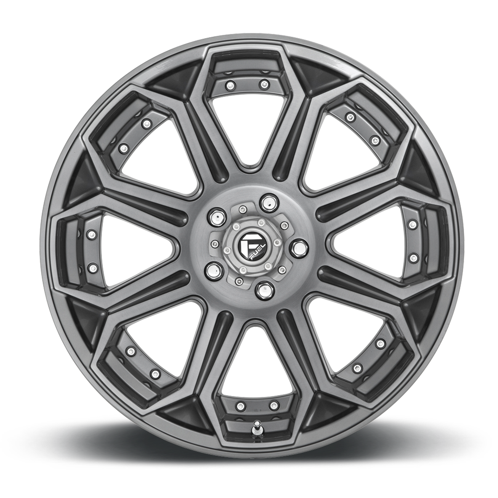 Aluminum Wheels 18X9 Siege D705 5 On 150 Brushed Gunmetal Gray Tinted Clear 110.2 Bore 1 Offset Fuel Off Road Wheels