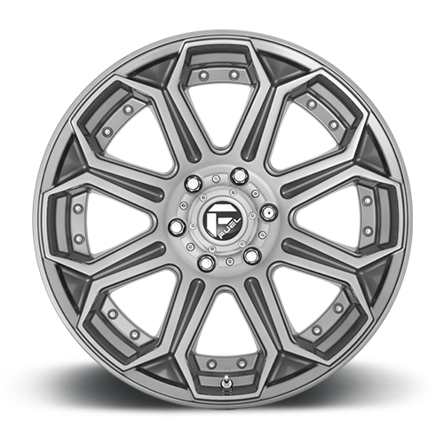Aluminum Wheels 22X10 Siege D705 6 On 135 Brushed Gunmetal Gray Tinted Clear 87.1 Bore -18 Offset Fuel Off Road Wheels