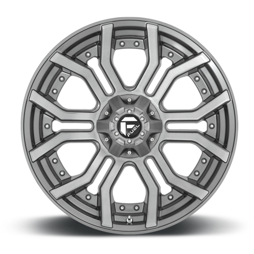 Aluminum Wheels 24X12 Rage Platinum D713 5 On 127/5 On 139.7 Brushed Gunmetal Gray Tinted Clear 87.1 Bore -44 Offset Fuel Off Road Wheels