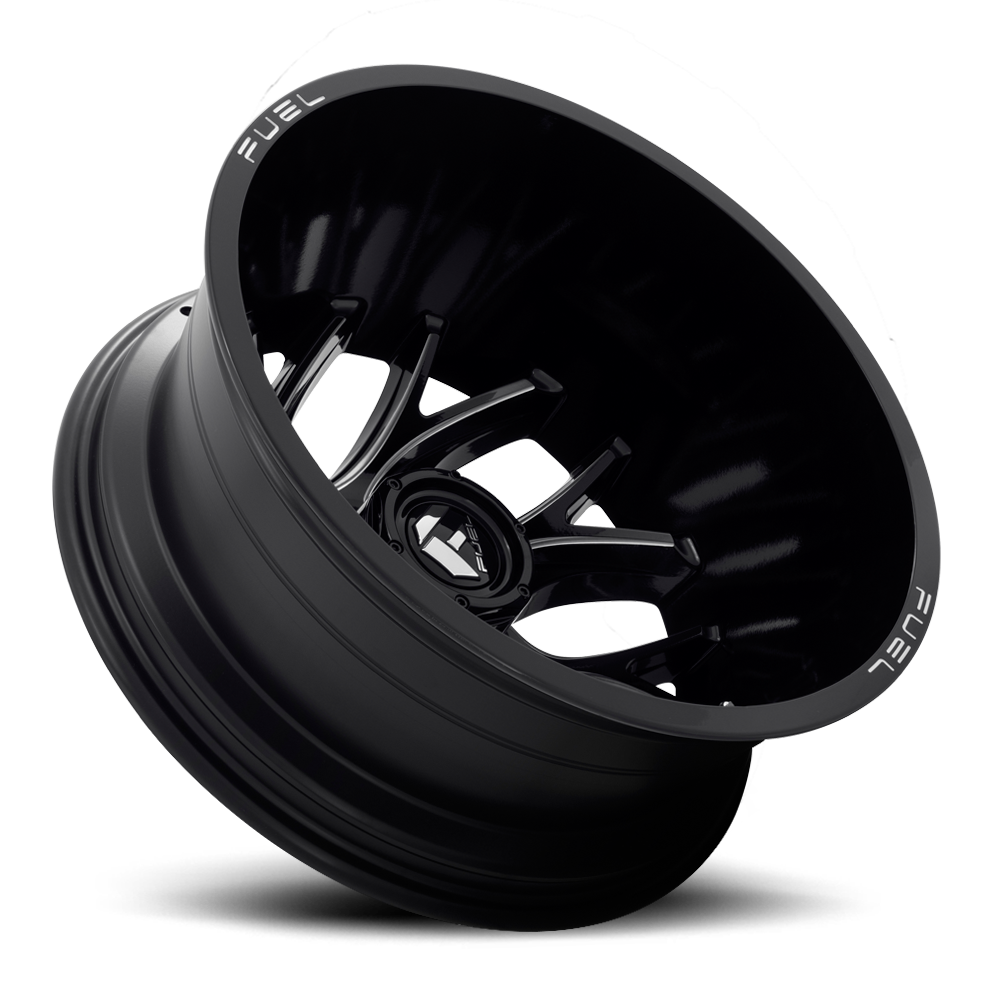 Dually Wheels 22X8.25 Runner Dually D741 8 On 200 Gloss Black Milled 142.2 Bore -202 Offset 8 Spoke Outer Dually Fuel Off Road Wheels