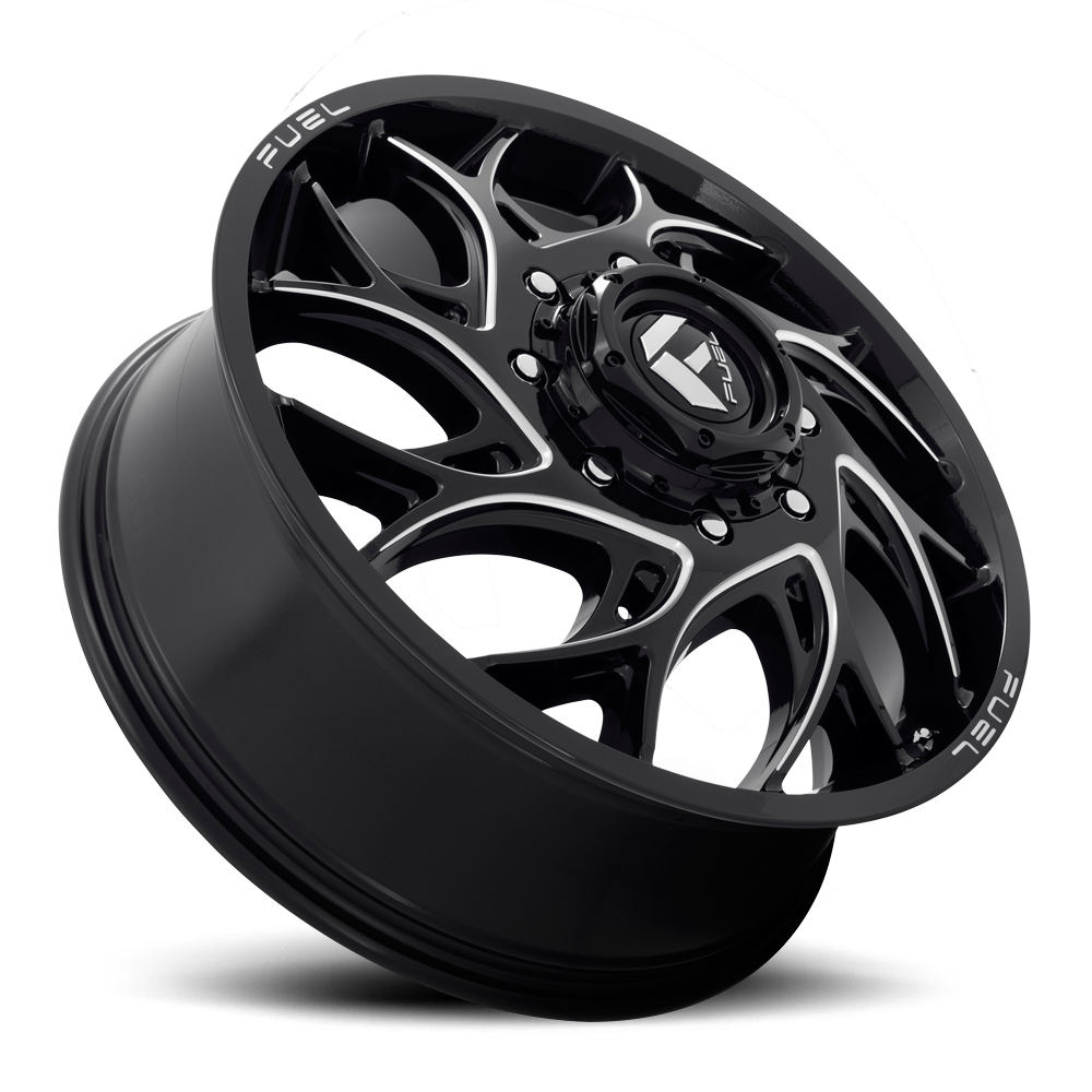 Dually Wheels 22X8.25 Runner Dually D741 8 On 210 Gloss Black Milled 154.3 Bore 105 Offset 8 Spoke Front Dually Fuel Off Road Wheels