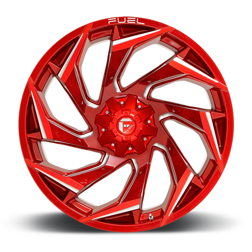 Aluminum Wheels 24X12 Reaction D754 8 On 165.1 Candy Red Milled 125.2 Bore -44 Offset Fuel Off Road Wheels