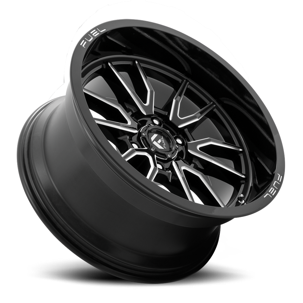 Aluminum Wheels 20X9 Clash 6 D761 8 On 165.1 Gloss Black Milled 125.1 Bore 1 Offset Multi Spoke Fuel Off Road Wheels