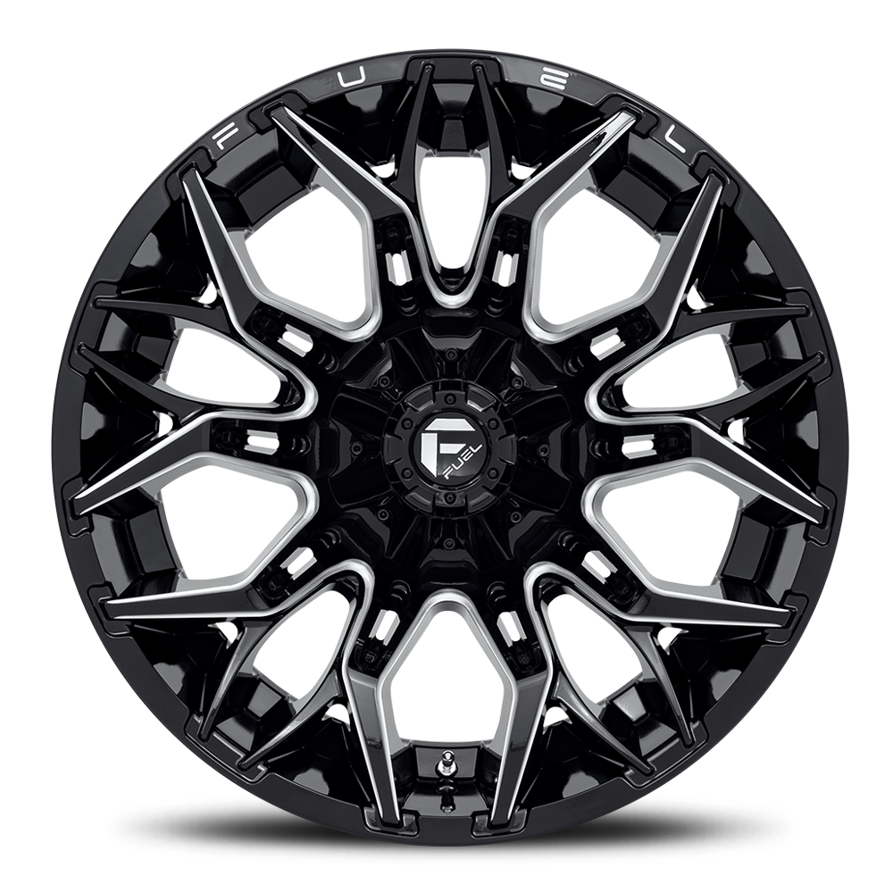 Aluminum Wheels 20X9 Twitch D769 5 On 114.3/5 On 127 Gloss Black/Milled 78 Bore 1 Offset Fuel Off Road Wheels