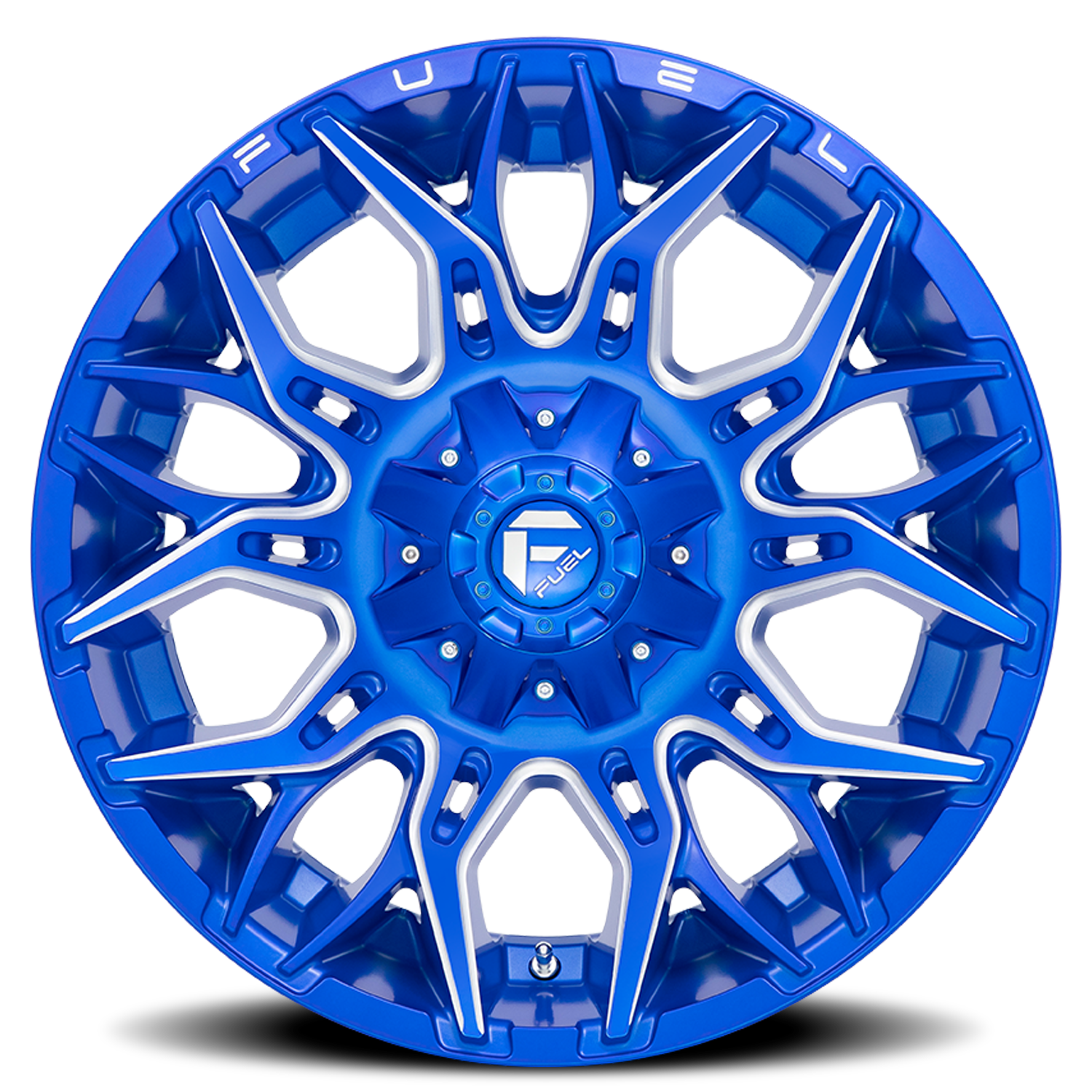 Aluminum Wheels 22X10 Twitch D770 8 On 180 Anodized Blue MIlled 124.3 Bore -18 Offset Fuel Off Road Wheels