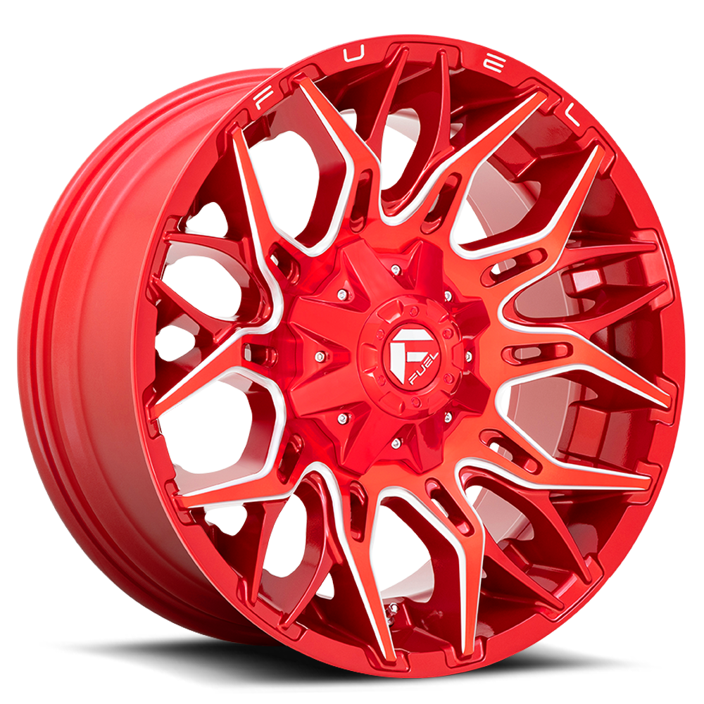 Aluminum Wheels 20X9 Twitch D771 8 On 180 Candy Red Milled 124.3 Bore 1 Offset Fuel Off Road Wheels