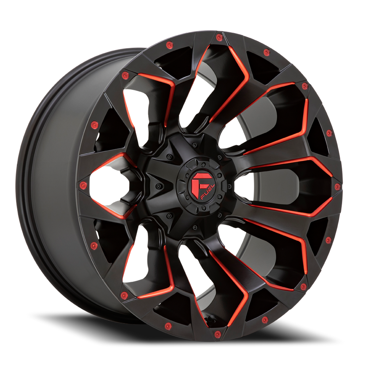Aluminum Wheels 18X9 Assault D787 6 On 135/6 On 139.7 Matte Black Milled Red Tint 106.1 Bore 1 Offset Fuel Off Road Wheels