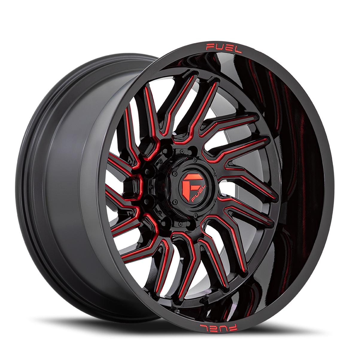 Aluminum Wheels 20X9 Hurricane D808 8 On 165.1 Gloss Black/Red Milled 125.1 Bore 20 Offset Fuel Off Road Wheels