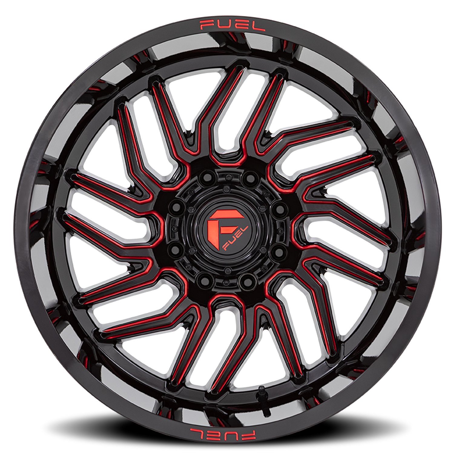 Aluminum Wheels 22X12 Hurricane D808 8 On 180 Gloss Black/Red Milled 124.2 Bore -44 Offset Fuel Off Road Wheels