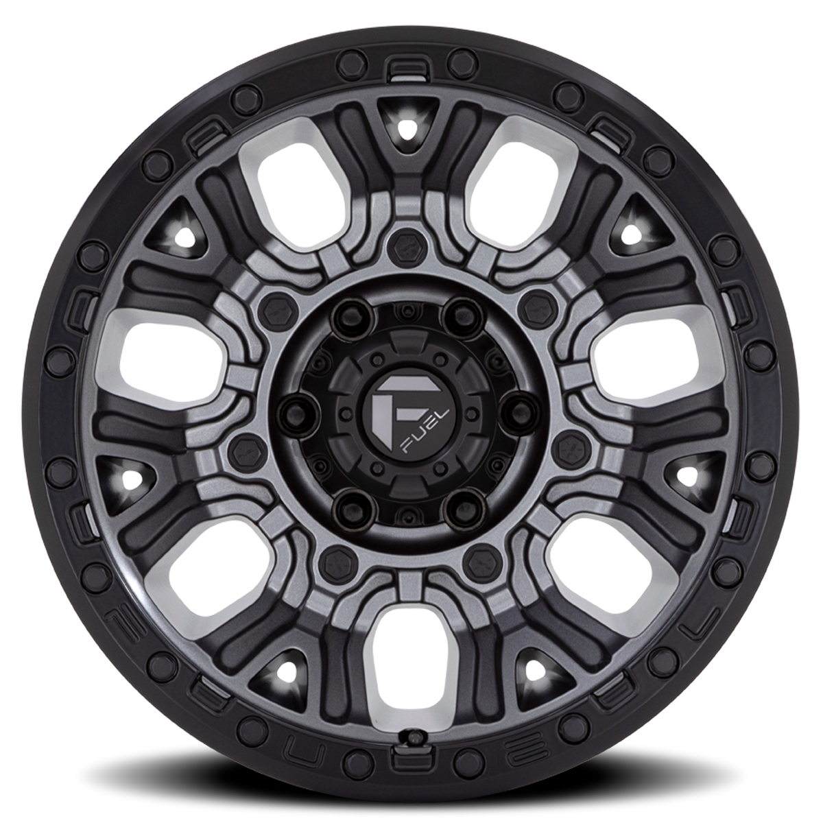 Aluminum Wheels 20X9 Traction D825 6 On 139.7 Gunmetal Gray/Black Ring 106.1 Bore 1 Offset Fuel Off Road Wheels