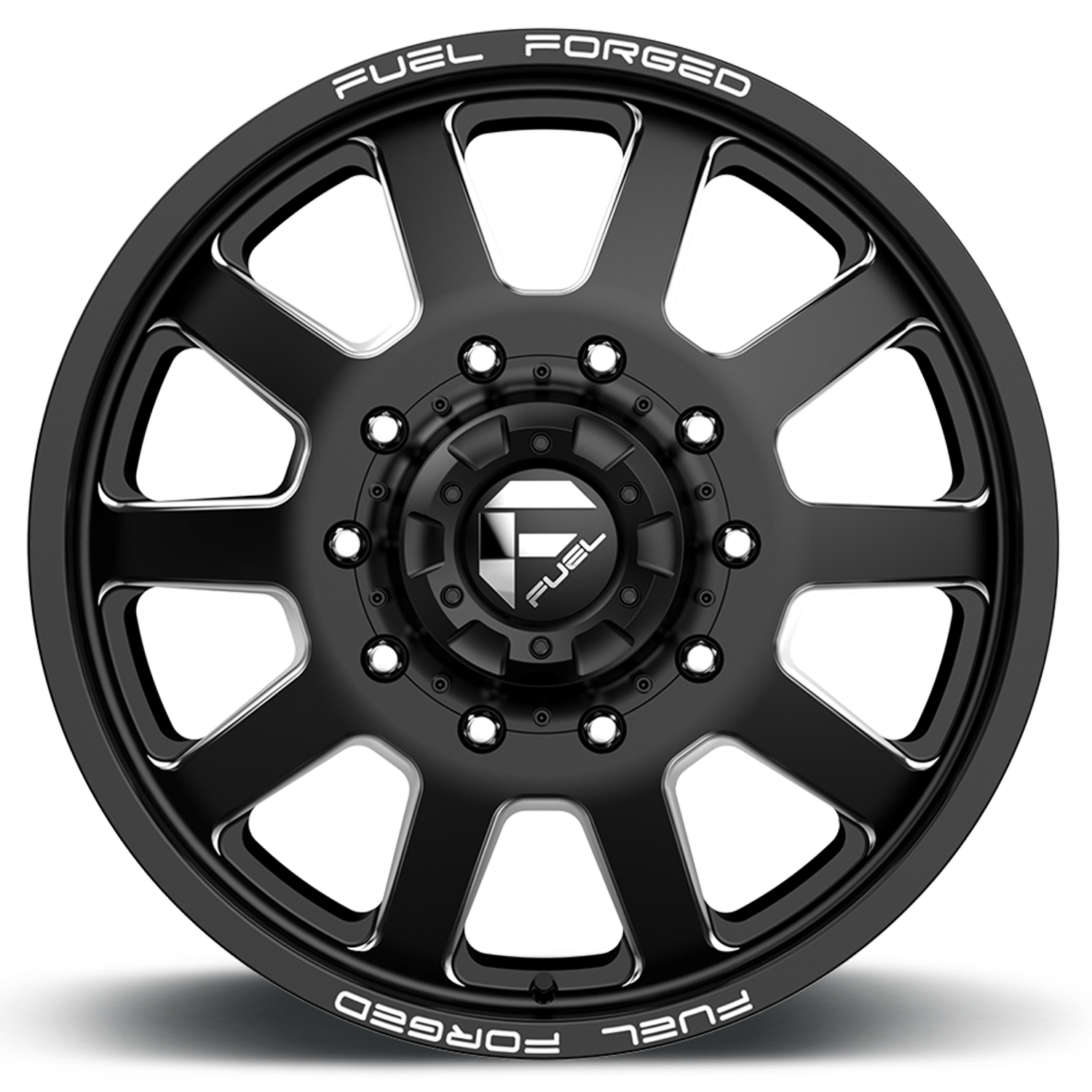 Dually Wheels 20X8.25 FF09D Dually DE09 BK 10 On 225 Matte Black Milled 170.1 Bore 105 Offset Front Dually Fuel Off Road Wheels