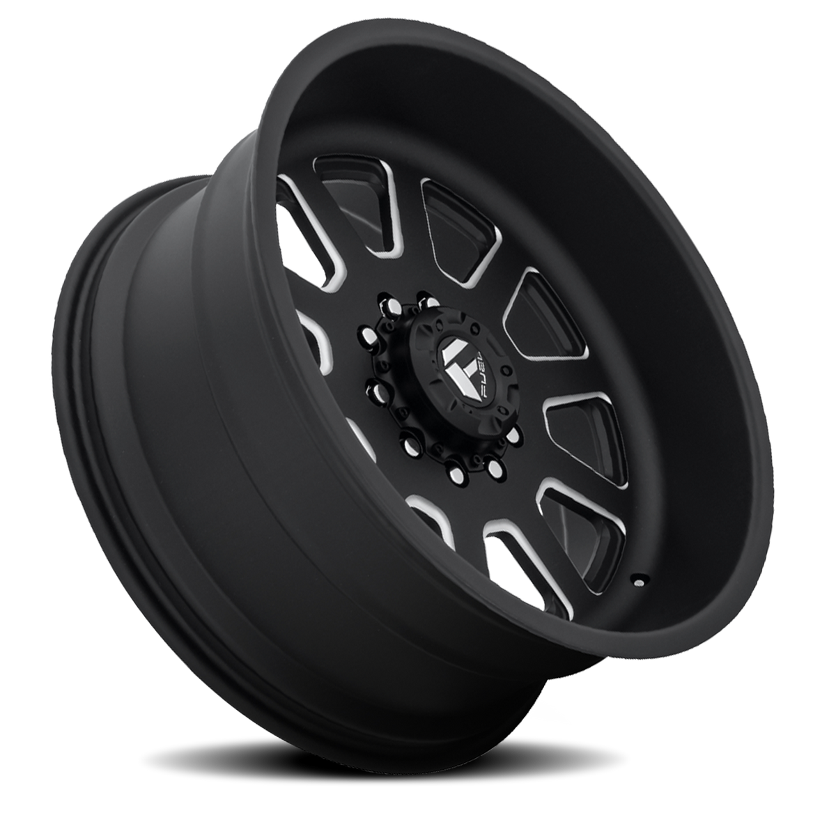 Dually Wheels 22X12 FF09D Dually DE09 Super Single BK 10 On 170 Matte Black Milled 125.1 Bore -50 Offset Front Dually Fuel Off Road Wheels