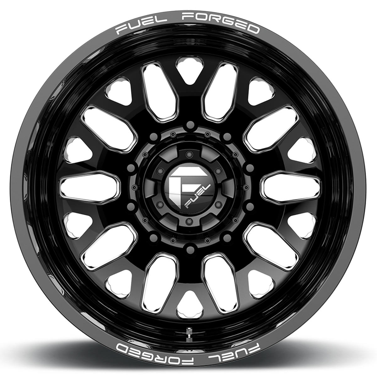 Dually Wheels 24X8.25 FF19D Dually DE19 BK 8 On 210 Gloss Black Milled 154.3 Bore -246 Offset Outer Dually Fuel Off Road Wheels