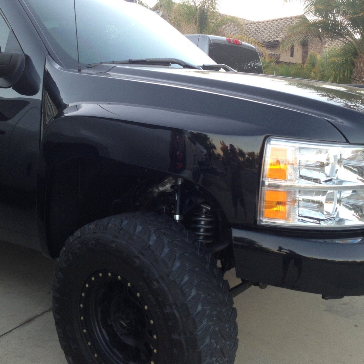 Black Silverado with Flared Fenders, Offroad & Prerunner Fiberglass Fender Flares, Advanced Fiberglass Concepts, Glassworks Unlimited