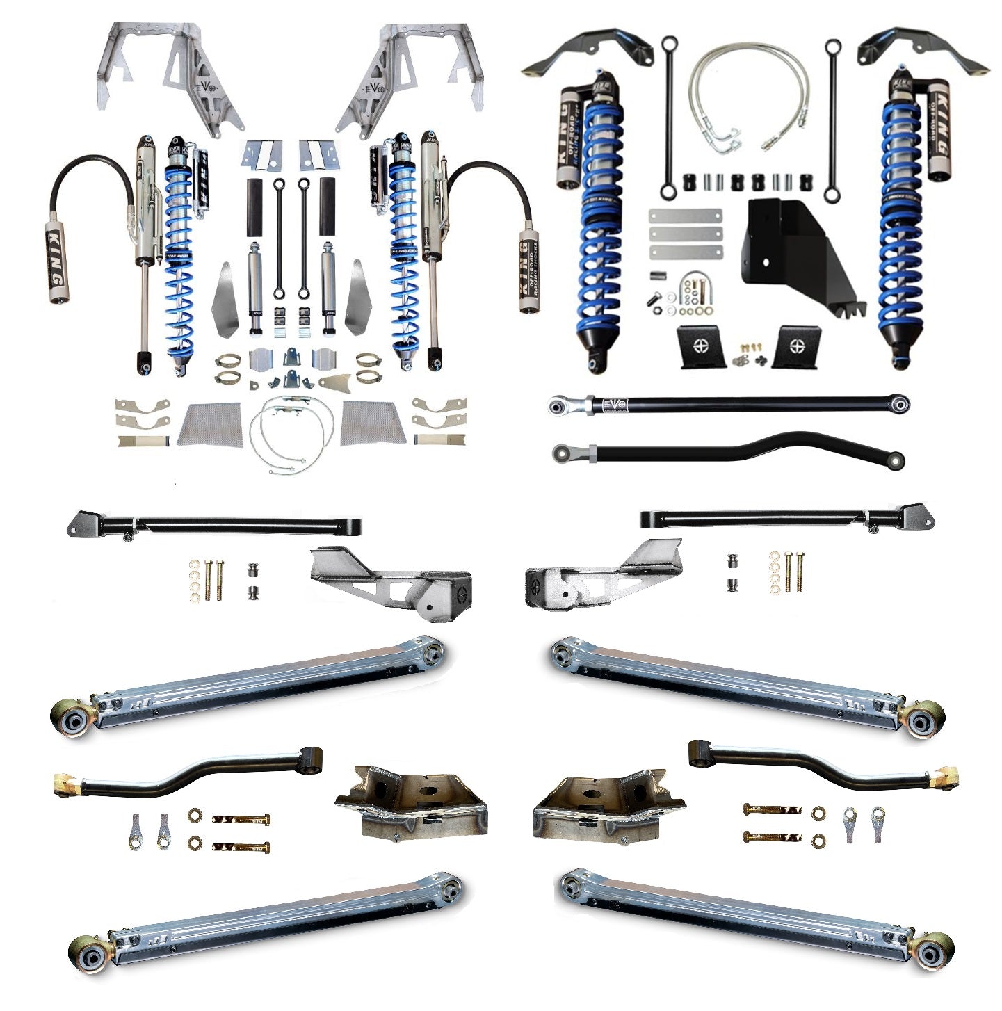 JT (GAS) KING Front Double Throw Down 2.5 inch KING Coilover Bypass Rear LONG ARM PRO PLUS JEEP GLADIATOR