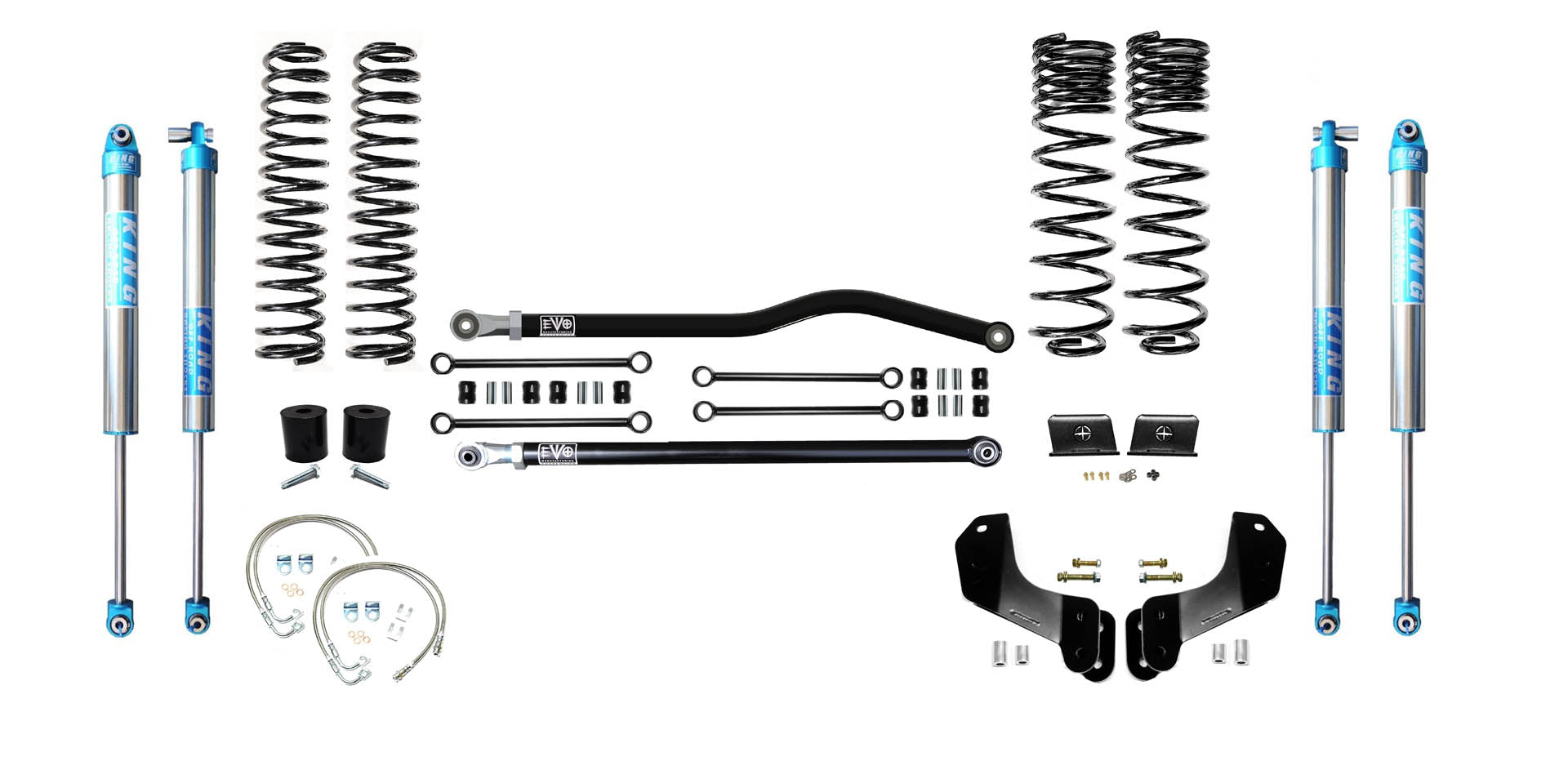 VARIANT EVO-3061S1HDPK2 STAGE 1 Overland King 2.0" Shocks Blue Front / Rear Track Bars