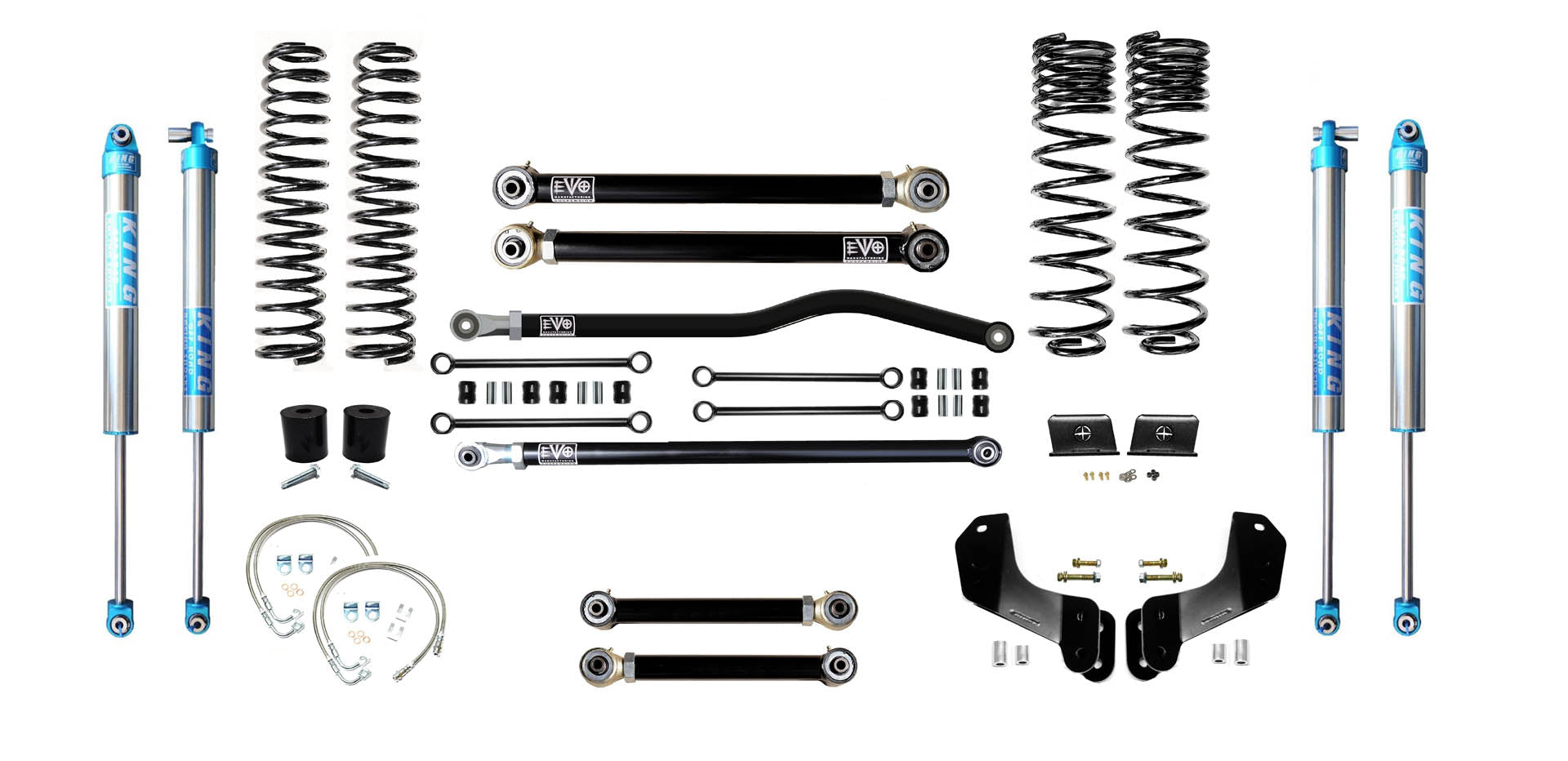 VARIANT EVO-3061S3HDPK2 STAGE 3 Overland King 2.0" Shocks Blue Front / Rear Track Bars