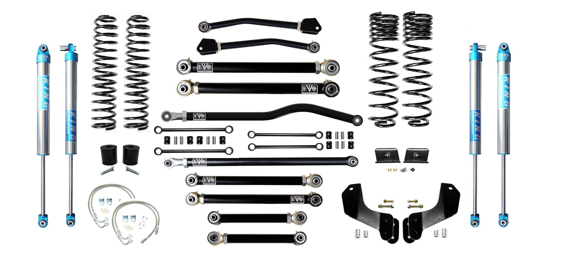 VARIANT EVO-3061S4HDPK2 STAGE 4 Overland King 2.0" Shocks Blue Front / Rear Track Bars