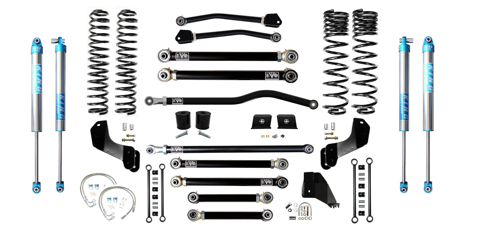VARIANT EVO-3063S4PK2 STAGE 4 Overland King 2.0" Shocks Blue Front / Rear Track Bars