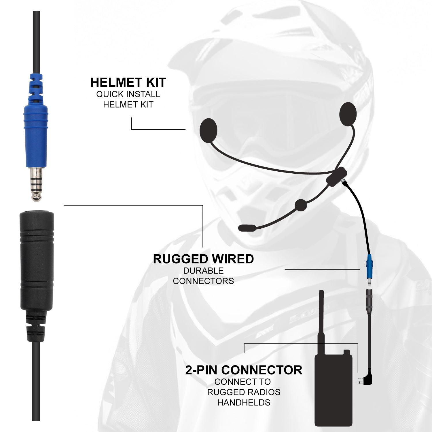 ENDURO Moto Kit - Includes Helmet Kit and Compact Harness Cable - without Radio