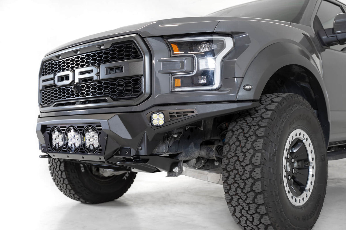 2017-2020 Ford Raptor Bomber Front Bumper Mounts for 3 Baja Designs LP6 Round Lights Addictive Desert Designs