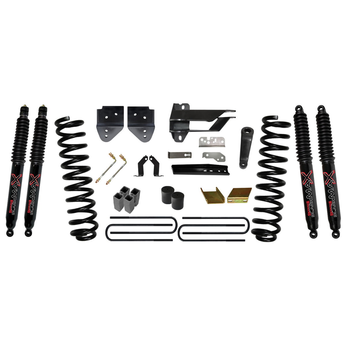 Suspension Lift Kit w/Shock 6 Inch Lift 17-19 Ford F-350 Super Duty Incl. Front Coil Springs Blocks U-bolts Bump Stop Spacers Radius Arm/Sway Bar/Track Bar Relocation Brackets Nitro Shocks Skyjacker