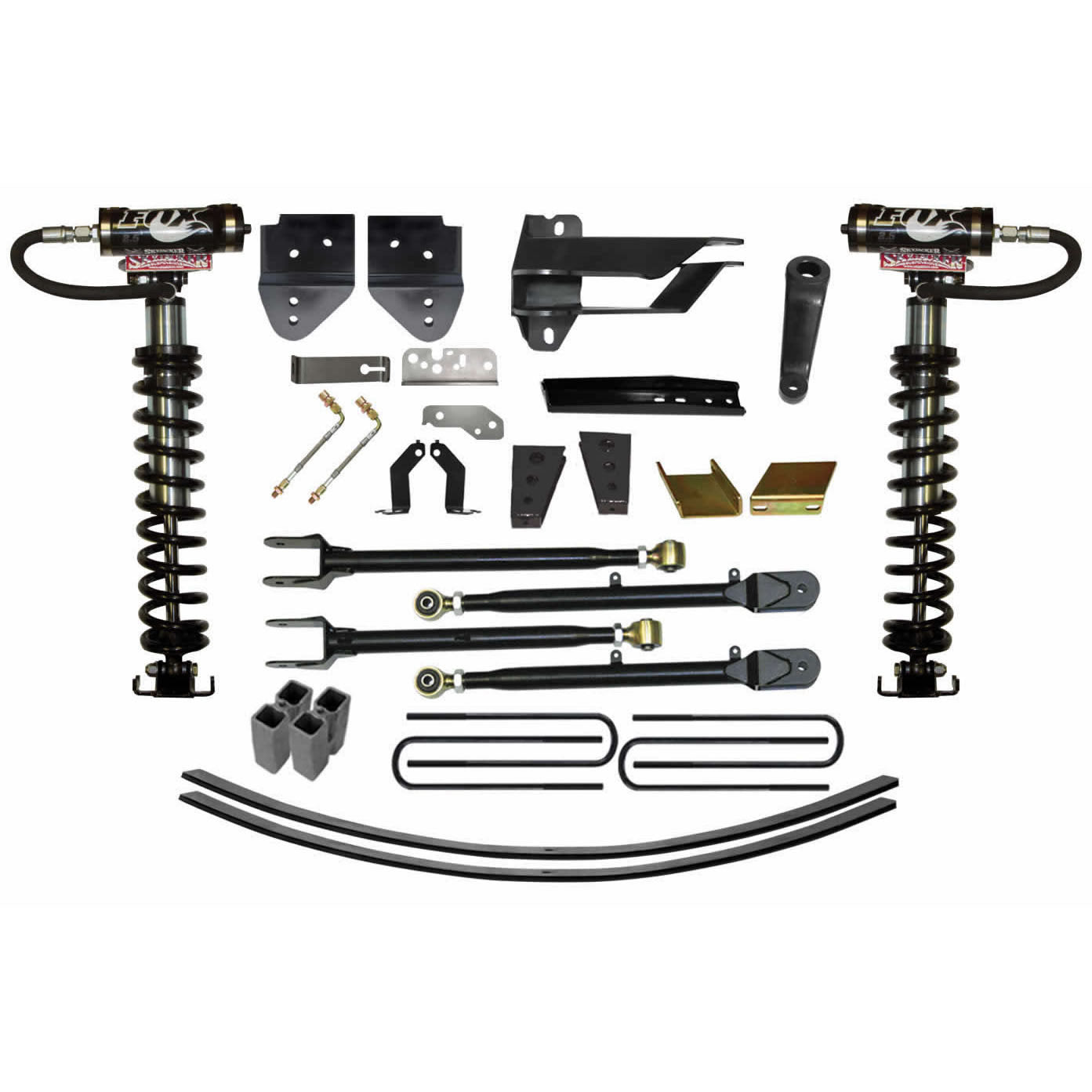 Suspension Lift Kit w/Shock 8.5 Inch Lift Class II 4-Link System Incl. Front Coil Over Shocks Track Bar/Radius Arm/Steering Stabilizer Relo. Bracket Rear Lift Block/U-Bolts 17-19 Ford F-250/ F-350 Super Duty Skyjacker