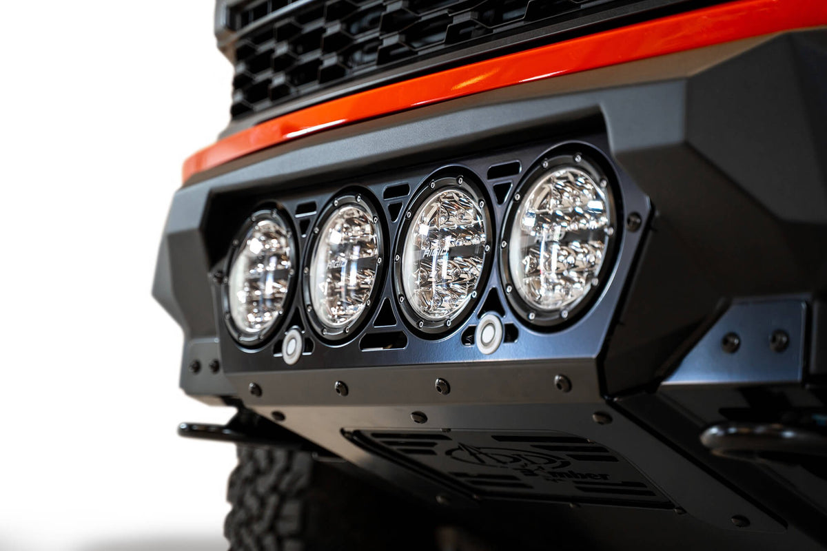2021+ Ford Raptor Bomber Front Bumper Mounts for 4 rigid 360 6 Inch Round Lights Addictive Desert Designs