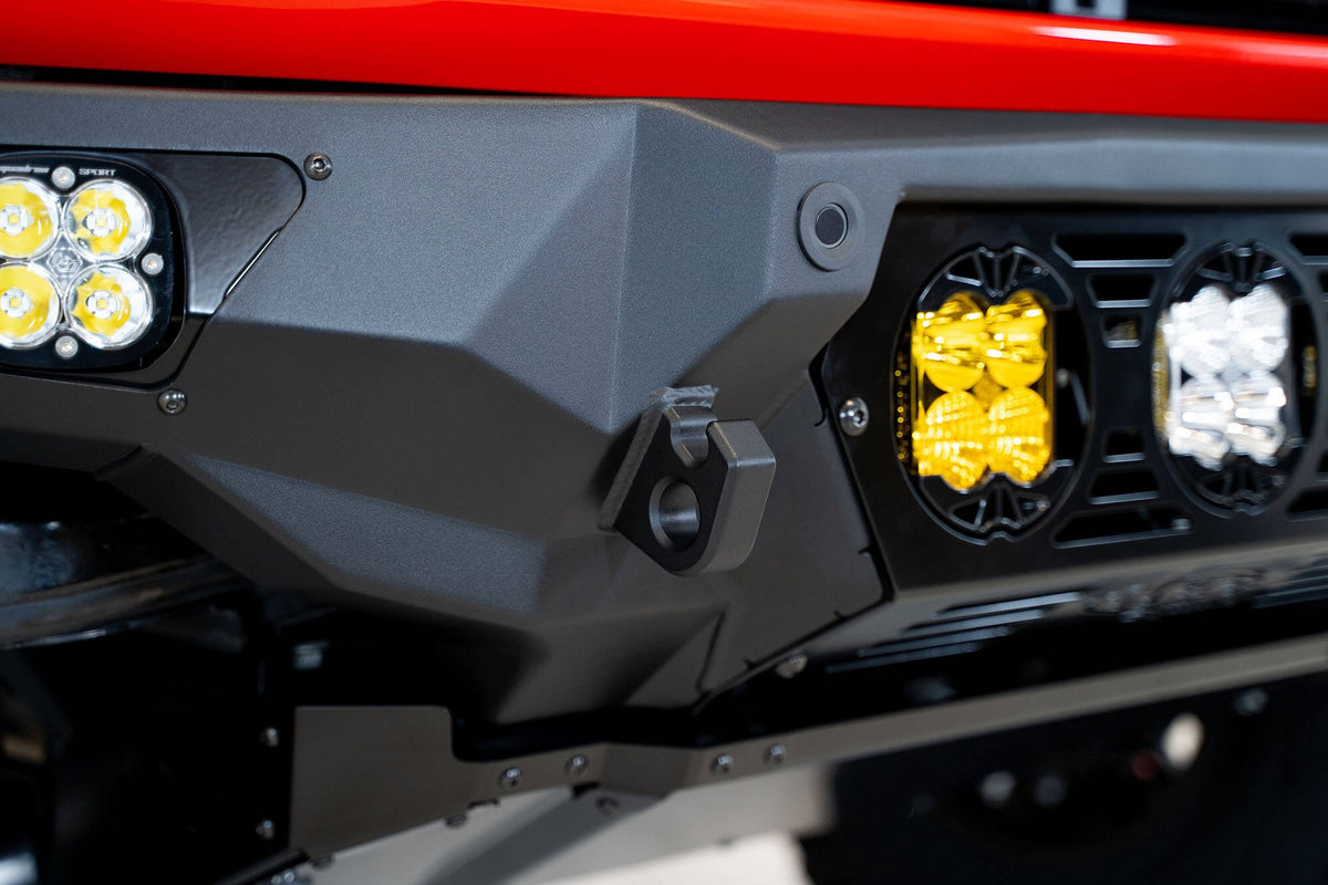 2021+ Ford Bronco Bomber Front Bumper Mounts for Three Baja Designs LP4 Lights Addictive Desert Designs