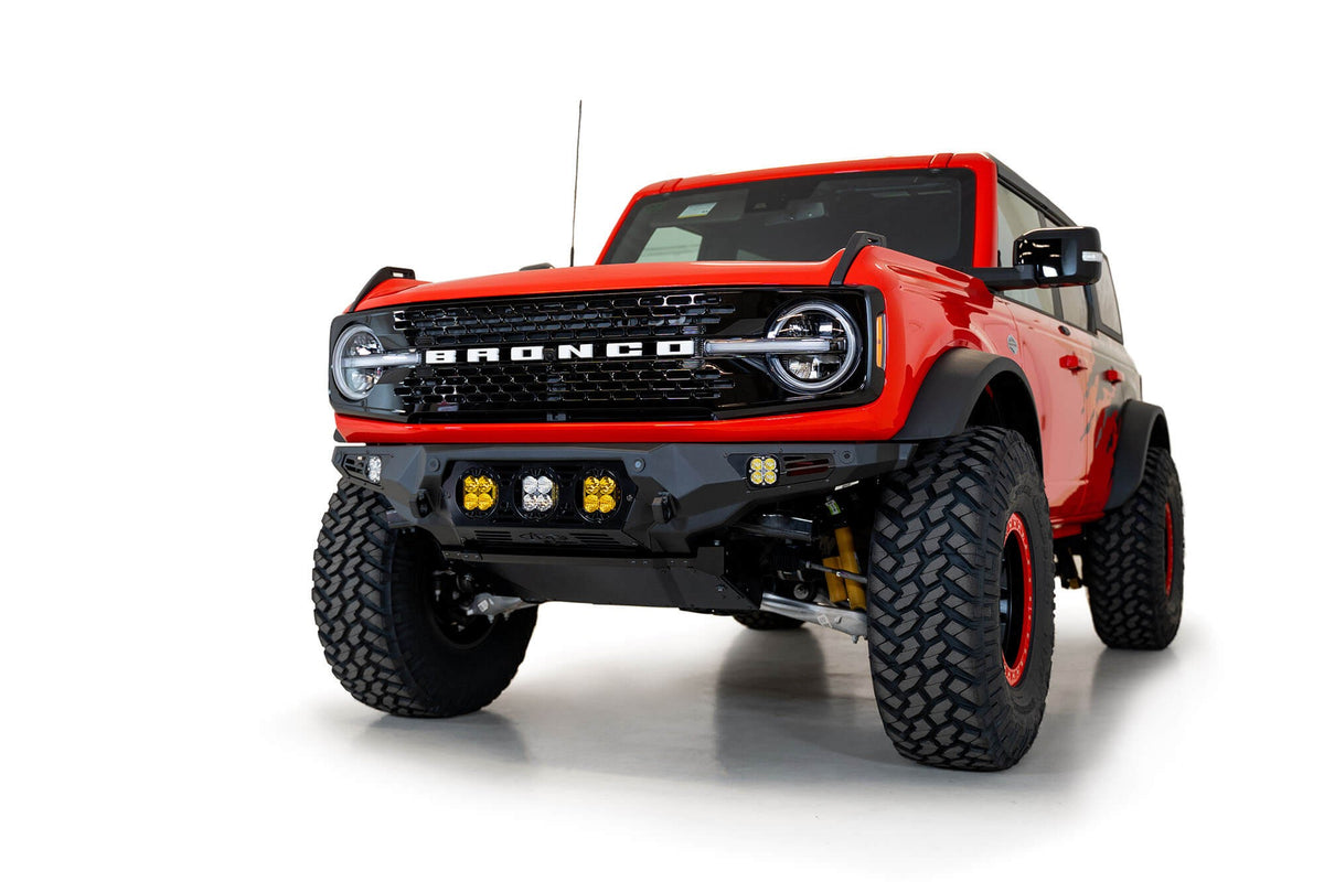 2021+ Ford Bronco Bomber Front Bumper Mounts for Three Baja Designs LP4 Lights Addictive Desert Designs