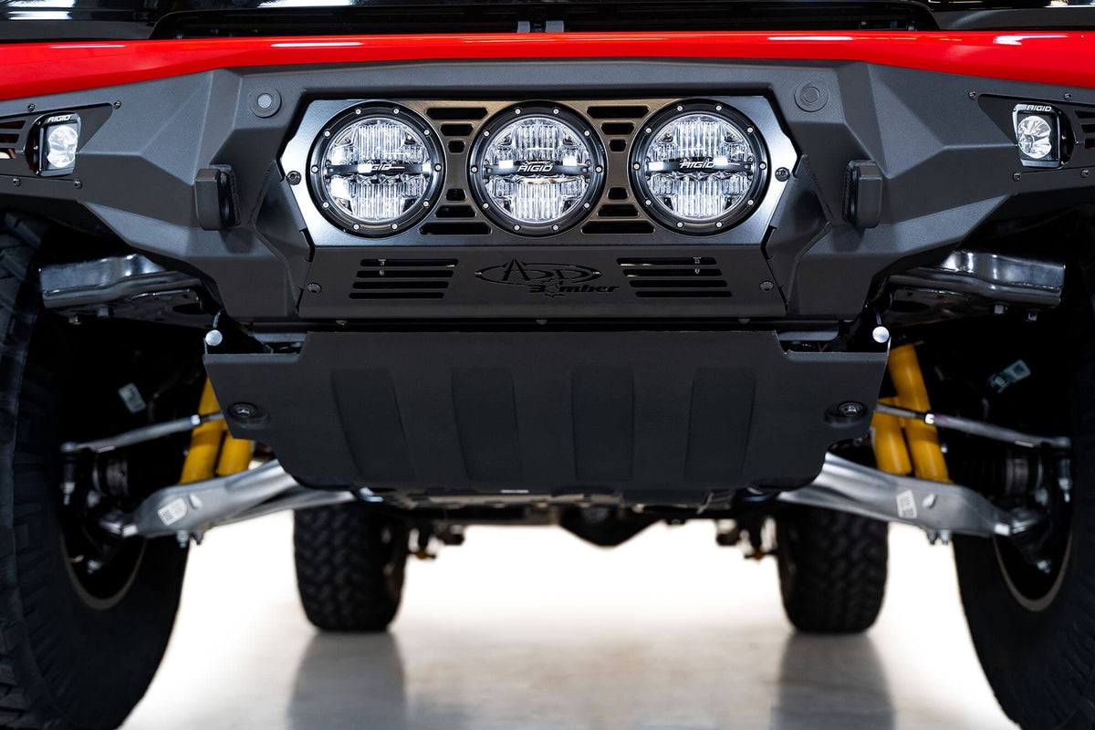 2021+ Ford Bronco Bomber Front Bumper Mounts for three Rigid 360 6 Inch lights Addictive Desert Designs