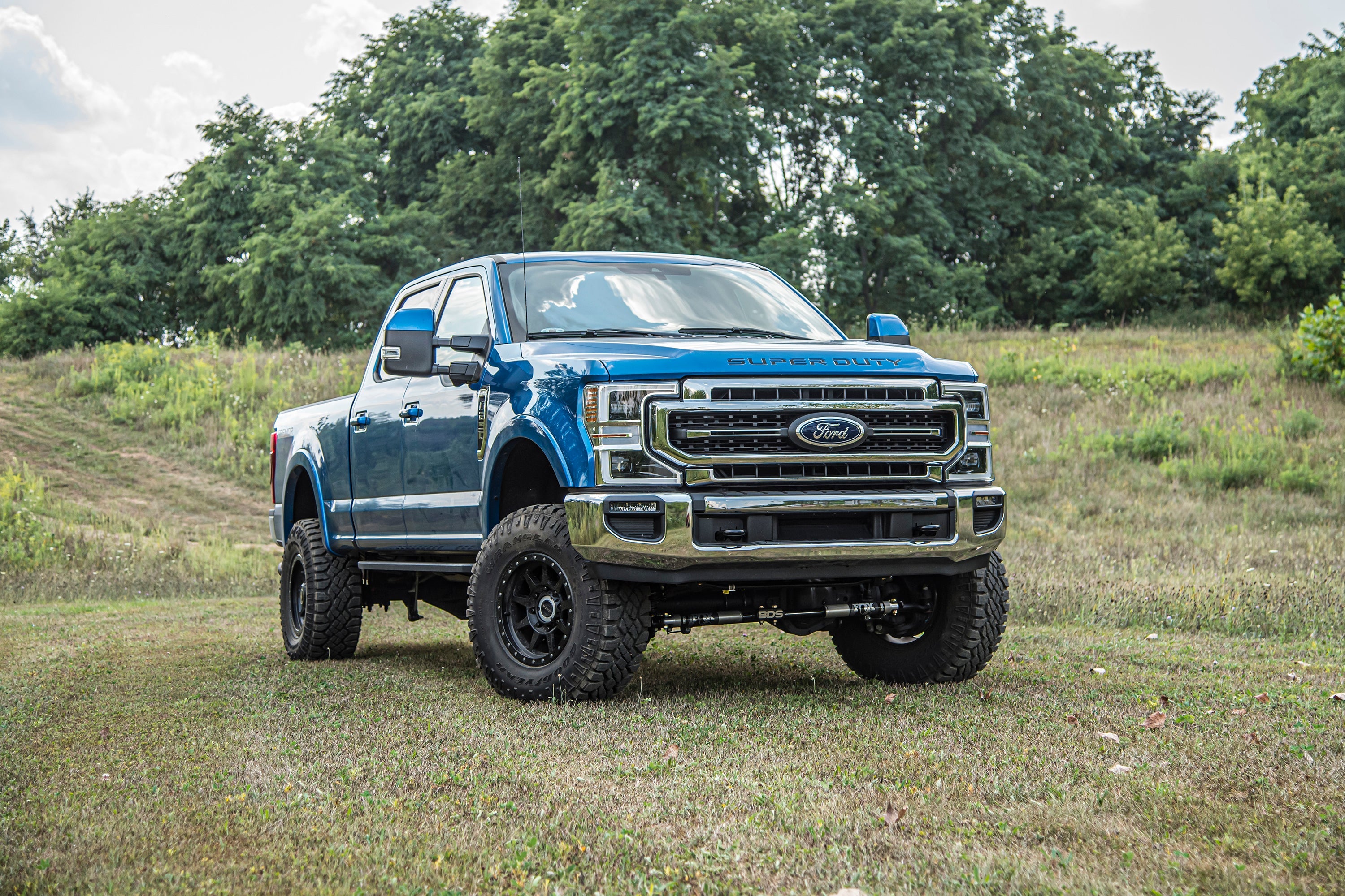 3-inch lift kit for Ford F250/F350 Super Duty (20-22) 4WD diesel, showcasing enhanced off-road capability and stance.