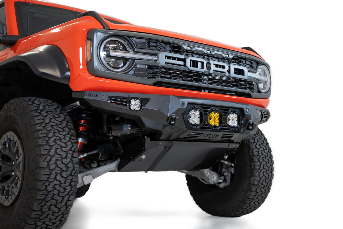 2022+ Ford Bronco Raptor Bomber Front Bumper Mounts for 3 Baja LP4 Lights Addictive Desert Designs