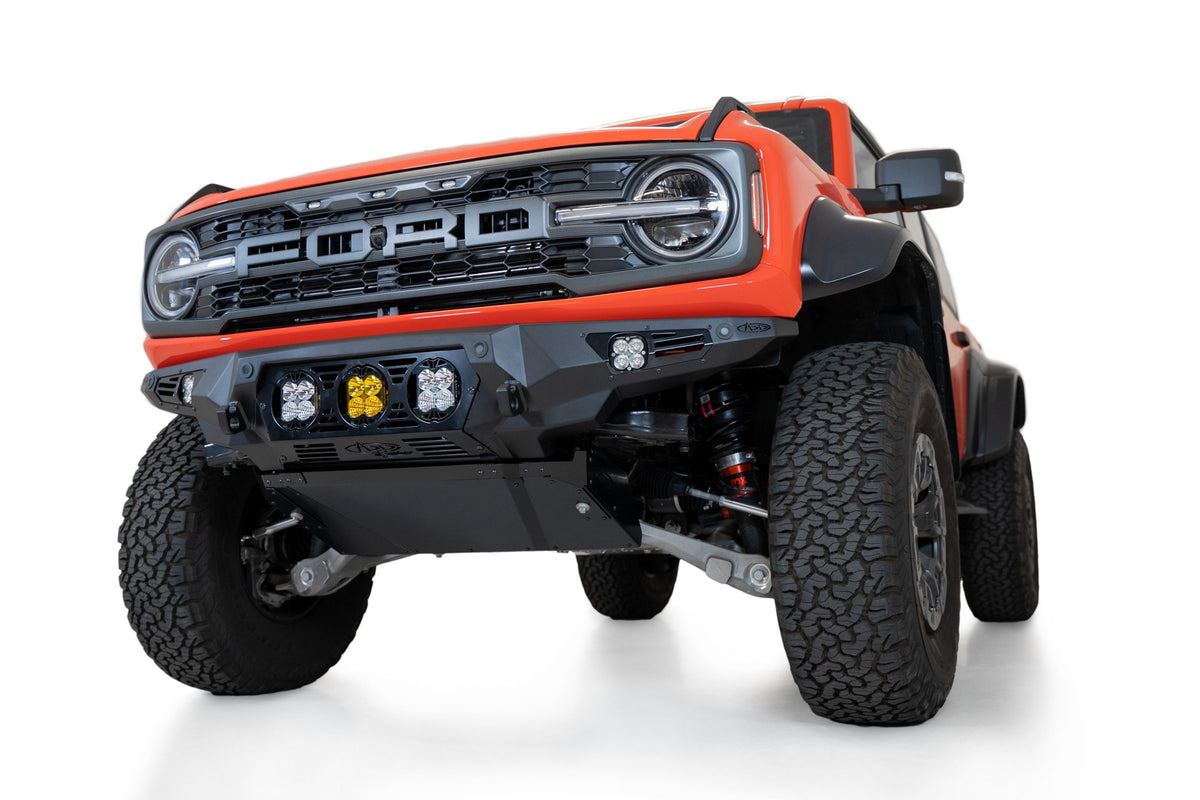 2022+ Ford Bronco Raptor Bomber Front Bumper Mounts for 3 Baja LP4 Lights Addictive Desert Designs