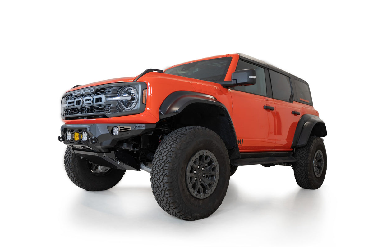2022+ Ford Bronco Raptor Bomber Front Bumper Mounts for 3 Baja LP4 Lights Addictive Desert Designs