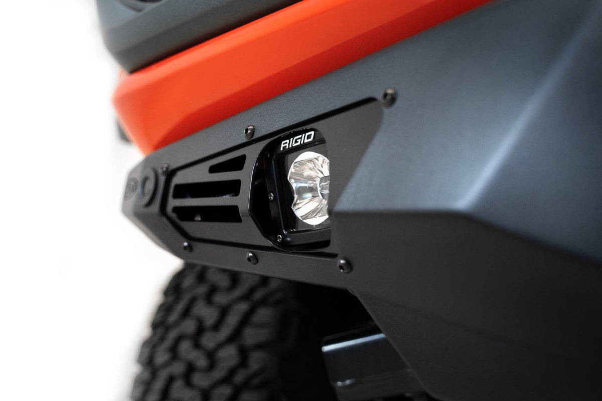 2022+ Ford Bronco Raptor Bomber Front Bumper Mounts for 3 rigid 360 6 Inch Lights Addictive Desert Designs