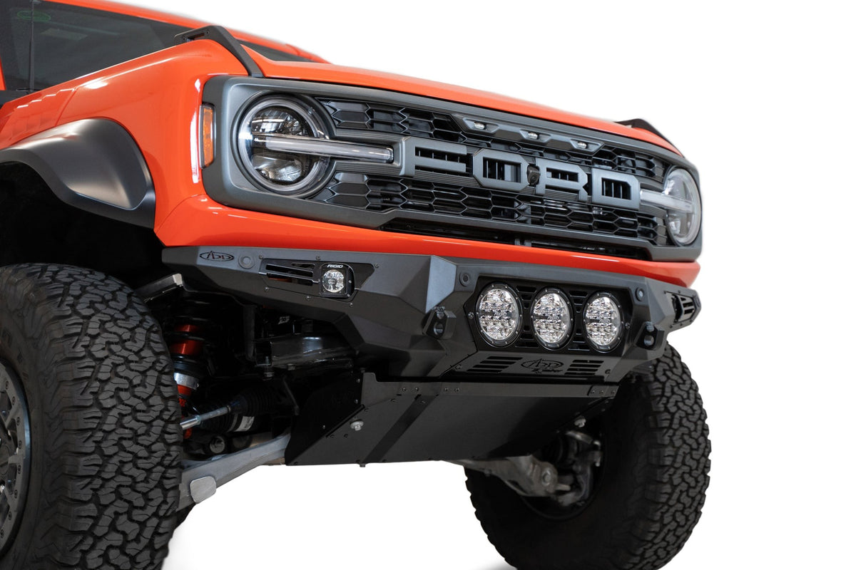 2022+ Ford Bronco Raptor Bomber Front Bumper Mounts for 3 rigid 360 6 Inch Lights Addictive Desert Designs