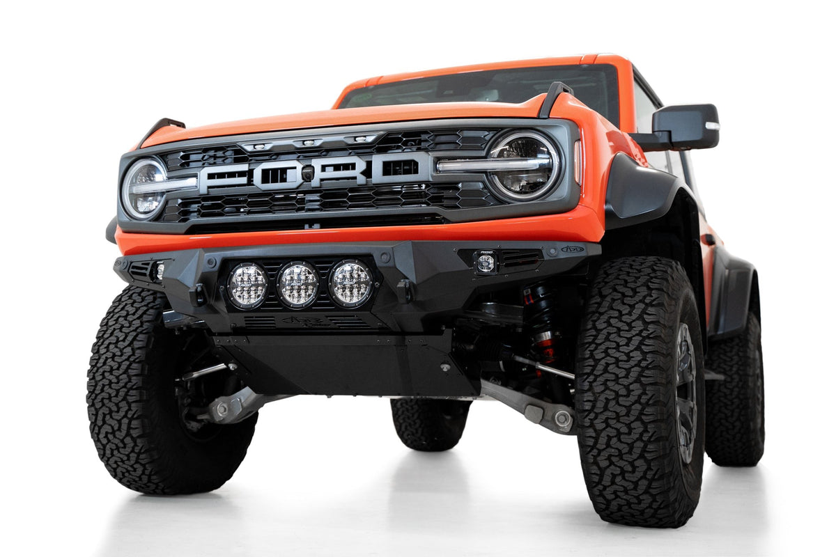 2022+ Ford Bronco Raptor Bomber Front Bumper Mounts for 3 rigid 360 6 Inch Lights Addictive Desert Designs