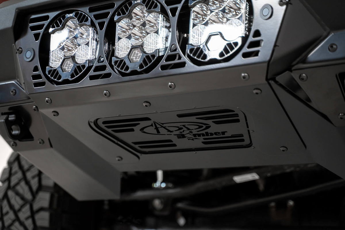 2019-2025 RAM 2500 3500 Bomber Front Bumper Mounts for three Baja Design's LP6 round lights Addictive Desert Designs