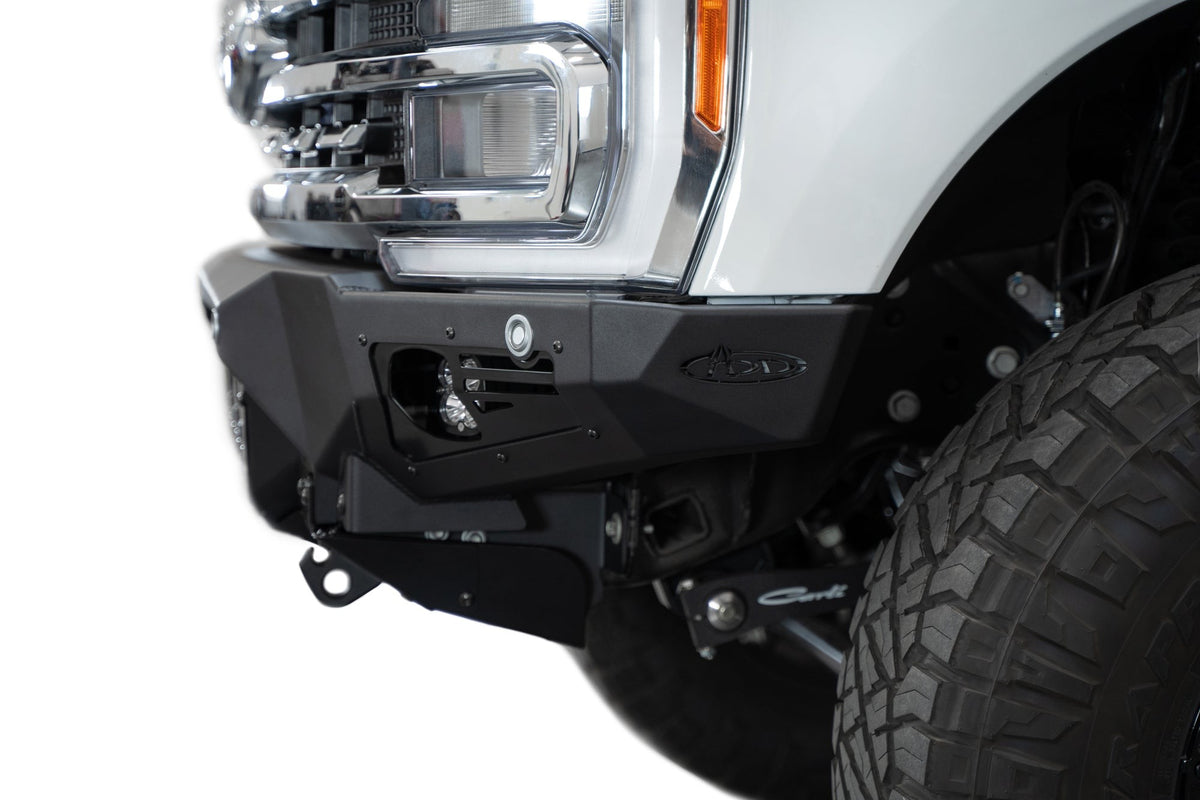 2023-2025 Ford Super Duty F-250 F-350 Bomber Front Bumper Recessed Mounts for 3 Baja Designs LP6 Lights in Center Addictive Desert Designs