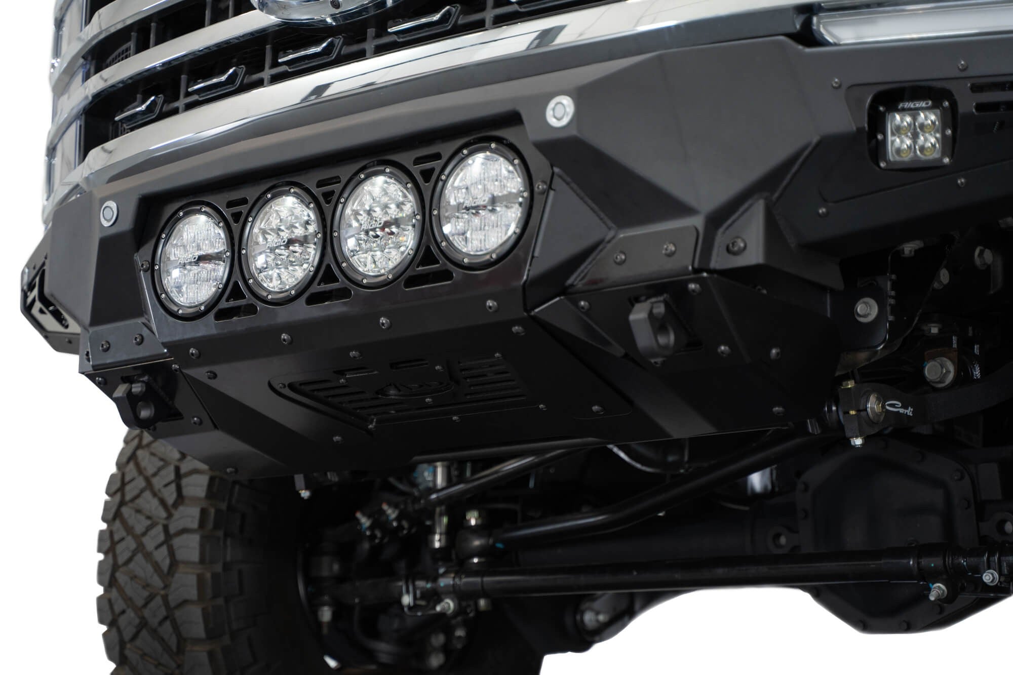 2023-2025 Ford Super Duty F-250 F-350 Bomber Front Bumper Recessed Mounts for 4 Rigid 360 Lights in Center Addictive Desert Designs
