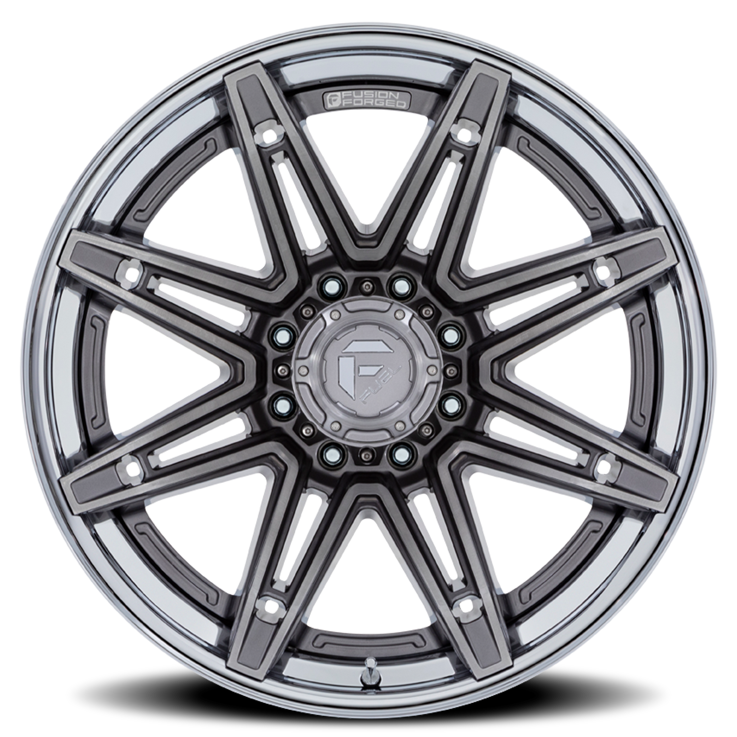 Aluminum Wheels 20X10 Brawl FC401AP 6 On 139.7 Platinum Silver Chrome Lip 106.1 Bore -18 Offset Fuel Off Road Wheels