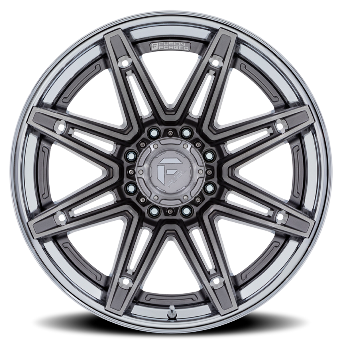 Aluminum Wheels 24X12 Brawl FC401AP 8 On 170 Platinum Silver Chrome Lip 125.1 Bore -44 Offset Fuel Off Road Wheels