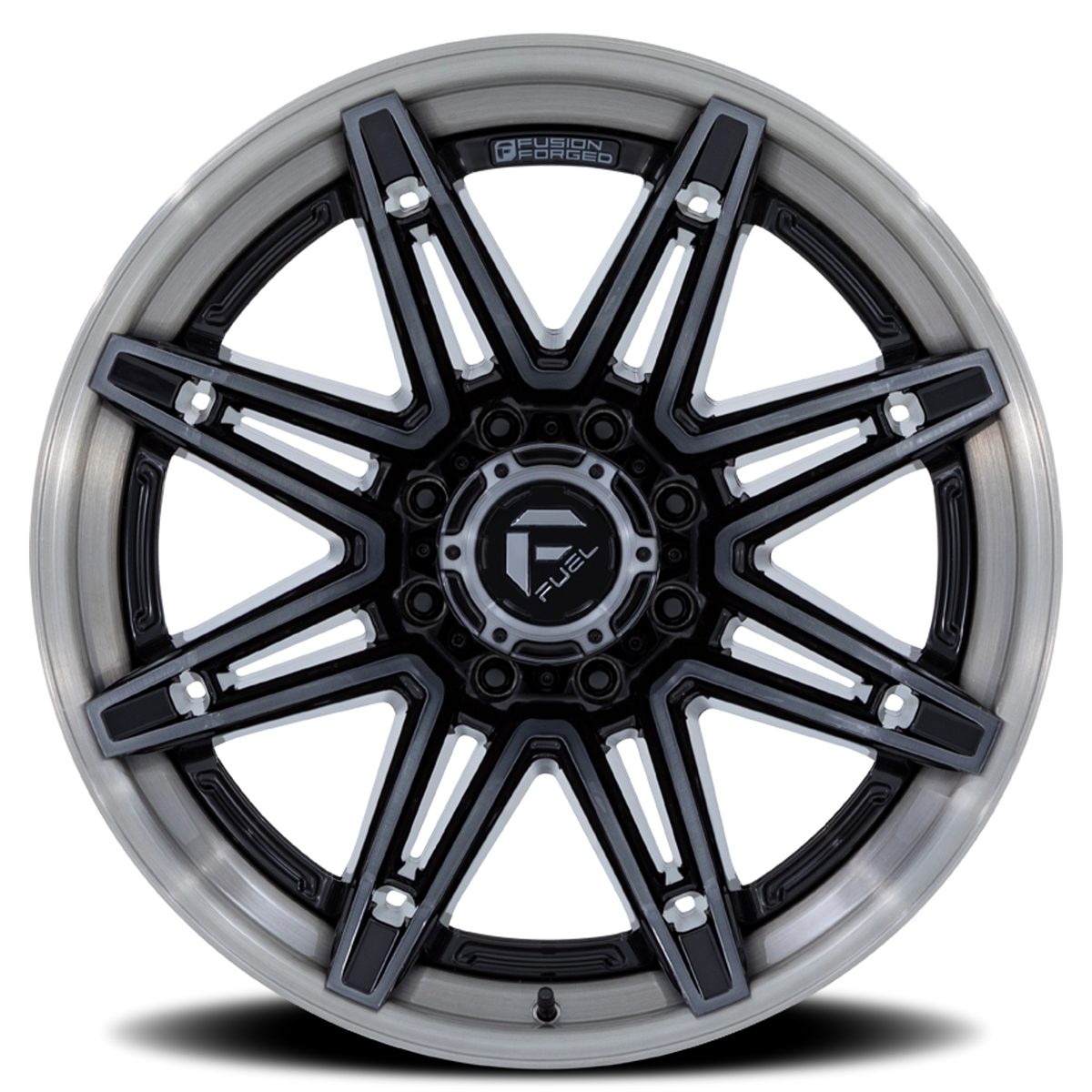 Aluminum Wheels 22X10 Brawl FC401BT 8 On 180 Gloss Black Brushed Dark Tint 124.2 Bore -18 Offset Fuel Off Road Wheels