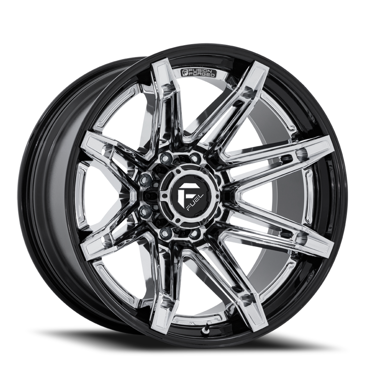 Aluminum Wheels 20X10 Brawl FC401PB 8 On 165.1 Chrome/Gloss Black Lip 125.1 Bore -18 Offset Fuel Off Road Wheels